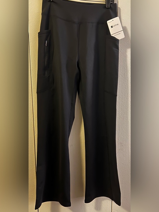 AFITNE Pants - Black Flared Active Leggings with Side Pockets by Afitne (Size M)